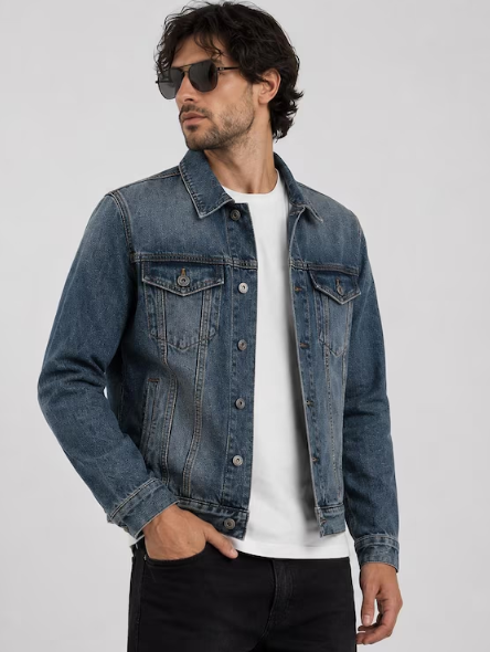 Handmade Denim Jacket, Blue Trucker Coat for Men Custom Casual Streetwear Jean Jacket